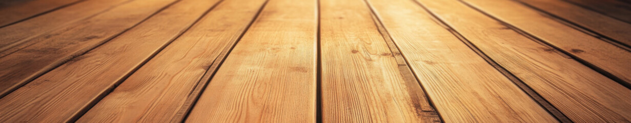 high angle shot of brown wooden floor, showcasing its natural texture and warm tones, creating cozy and inviting atmosphere