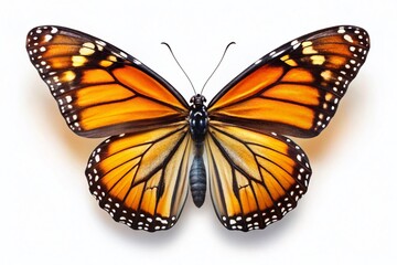 Fototapeta premium Stunning Monarch Butterfly Long Exposure, Isolated on White Background - High-Resolution Stock Photo