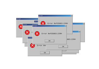 Operating system error warning. Retro user interface window. System information message. Vector Illustration.