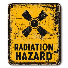 Fototapeta premium Radiation Hazard Warning Grunge Yellow Danger Decal Sticker Safety Industrial Alert Symbol Security Protection Caution Sign Nuclear Emergency