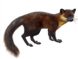 Naklejka premium A brown forest-dwelling mammal with a bushy tail, alert and poised.