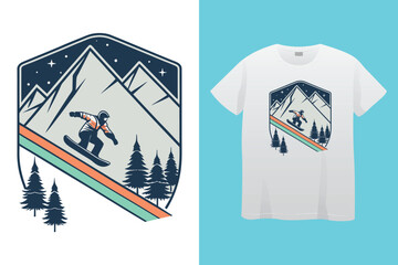 American vintage illustration waiting for snow for t shirt design