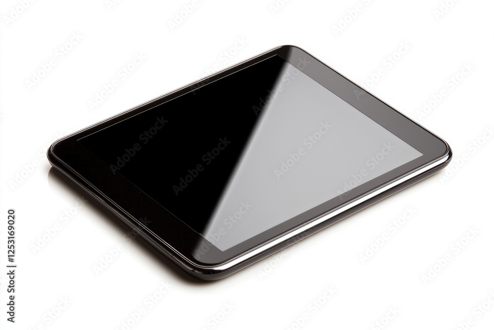 Poster sleek modern tablet with a glossy black screen on a white background showcasing technology and desig