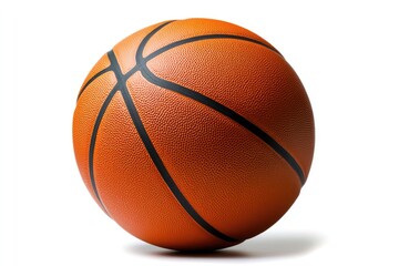 High-Quality Close-Up of a Textured Basketball with Intricate Detailing on a Bright White Background Ideal for Sports and Fitness Themes