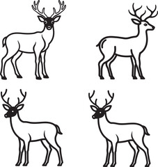 Deer line art vector set icon 
