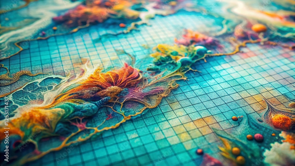 Poster surreal cyan graph paper a4 sheet: abstract texture background