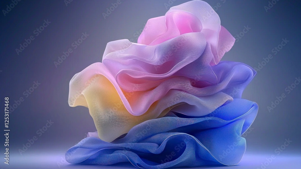 Poster abstract colorful fabric layers with iridescent texture