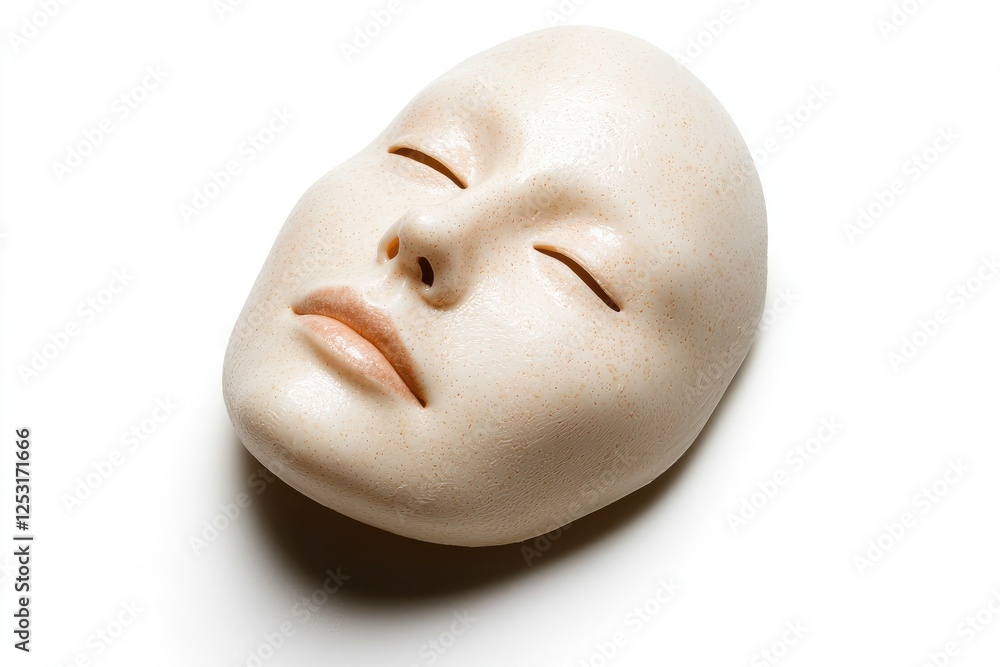 Aufkleber a close-up view of a realistic mannequin face crafted from smooth materials, demonstrating serene ex