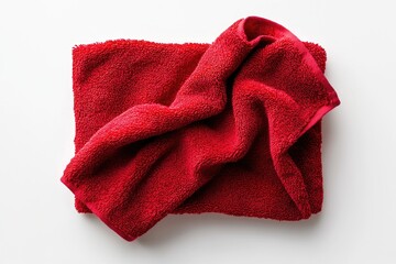 Soft and Cozy Red Towel on a Clean White Background for Comfortable Bathing and Home Decor Use