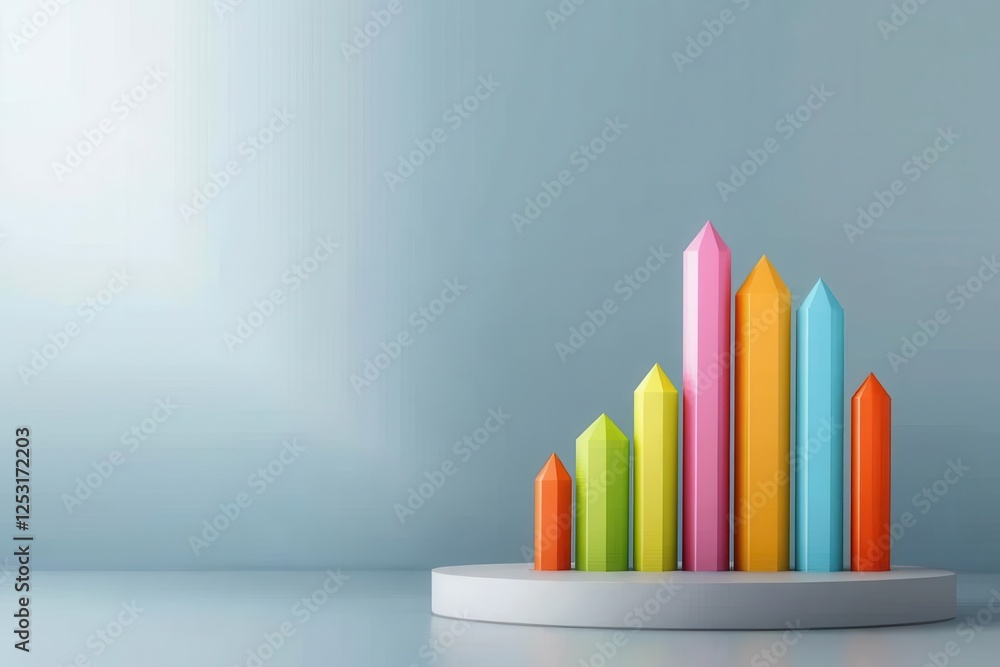 Aufkleber business analytics insights predictive analytics. floating holographic bar chart glowing with predic