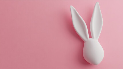 Fototapeta premium Soft pink background with white bunny ears for Easter vibes