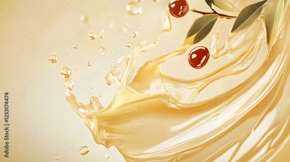 Aufkleber Shimmering golden liquid with flowing waves ripples and bubbles creating a dynamic and abstract background