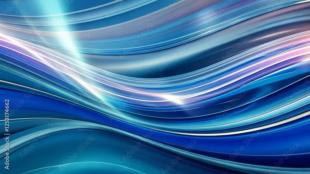 Poster swirling waves of blue and silver light creating a mesmerizing abstract pattern in motion. generativ