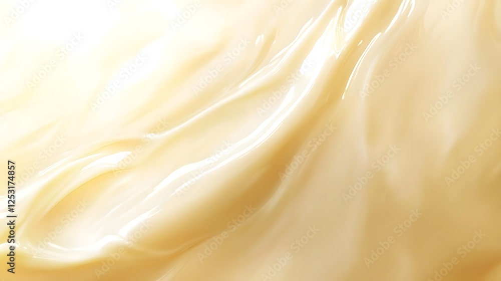 Poster smooth and delicate satin fabric flowing and cascading in soft golden hued lighting creating a seren