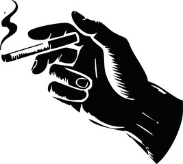 Smoke break. Cigarette in hand in vintage style.vector