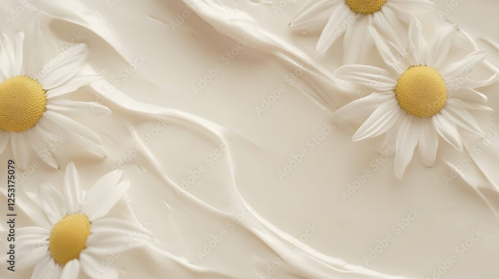 Poster soft and ethereal close up view of delicate white daisy flower petals forming a serene and romantic 