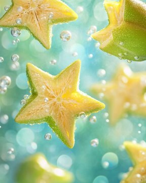 slices of star fruit floating in water