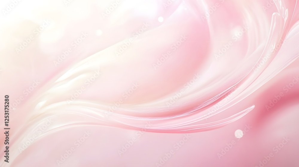 Aufkleber soft dreamy and ethereal abstract background with flowing pastel pink curves and swirls elegant femi