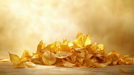 Fototapeta premium Golden and crimson leaves blanket the ground, creating a warm and rich tapestry of color.