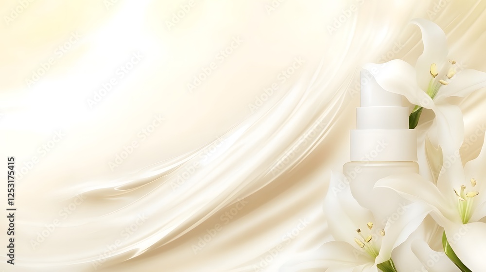 Poster soft flowing fabric curtain draped in romantic serene lighting creating a dreamy luxurious atmospher