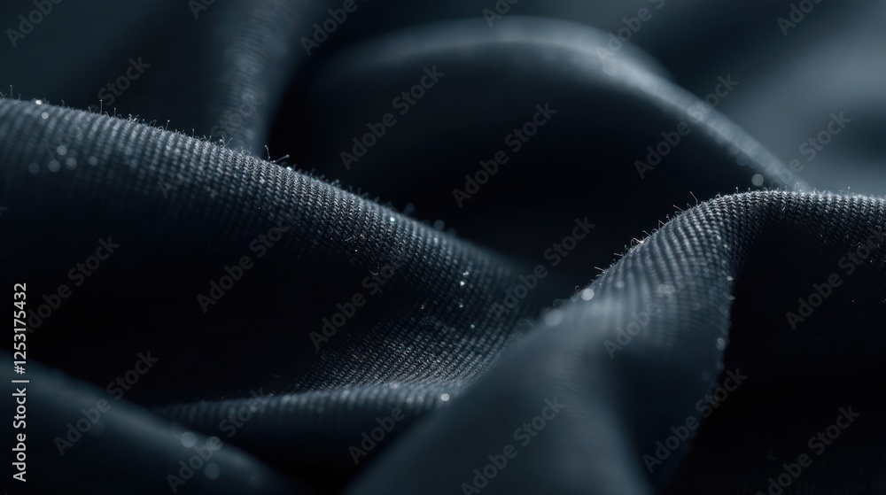 Poster Dark Fabric Texture Close-up of a Deep-hued Textile with Subtle Light Reflections and Textural Details