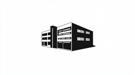 Modern Office Building Silhouette, Simple Design, Use in Business Presentations
