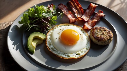 fried eggs with bacon