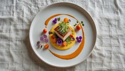 Pan-Seared Fish with Creamy Polenta and Vibrant Garnish