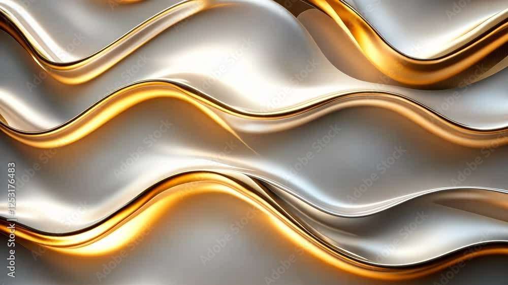 Aufkleber flowing elegance of shimmering waves in luxurious golden and silver hues capturing movement and text