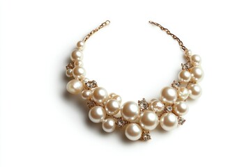 Fototapeta premium Elegant pearl necklace with delicate embellishments and ornate design showcasing luxurious beauty suitable for bridal occasions and formal events