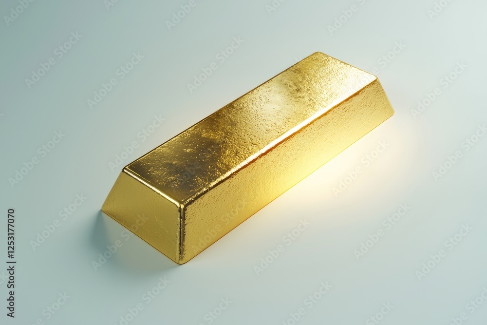 Poster gleaming gold ingot on a smooth surface reflecting light creating a rich luxurious impression in a m