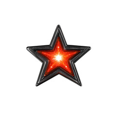 Glowing Red Star with Silver Frame - Festive Decoration