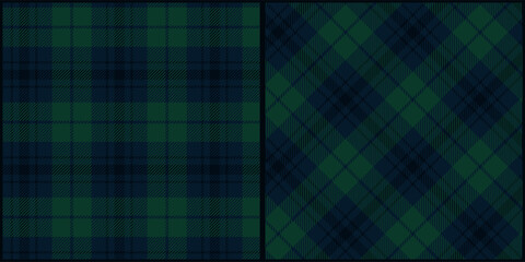 Dark green blue tone plaid seamless pattern vector. Background graphic tartan fashion design use for print, texture, cloth, fabric, flannel.