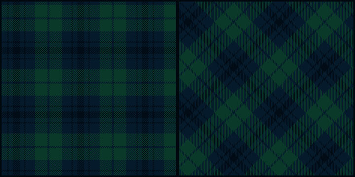 Dark green blue tone plaid seamless pattern vector. Background graphic tartan fashion design use for print, texture, cloth, fabric, flannel.