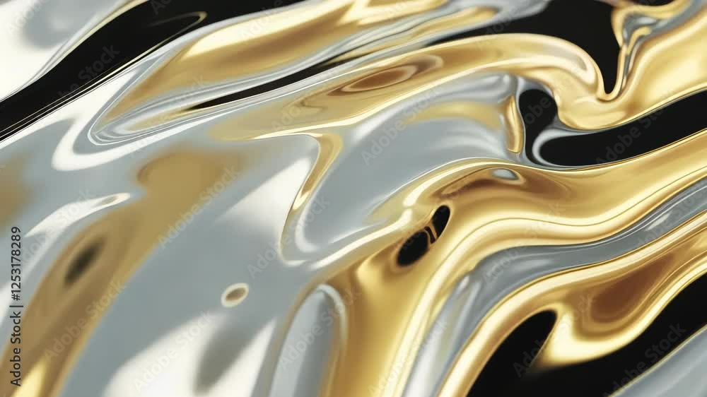 Poster shimmering waves of silver and gold create an enchanting visual display in a captivating artistry se