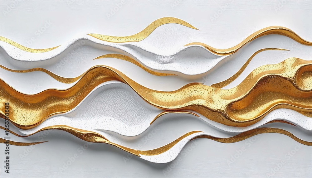 Aufkleber modern abstract painting with textured gold and white patterns creating a shimmering effect