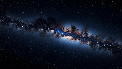 Naklejka premium Realistic portrayal of the Milky Way's bright band of stars against an infinite black background