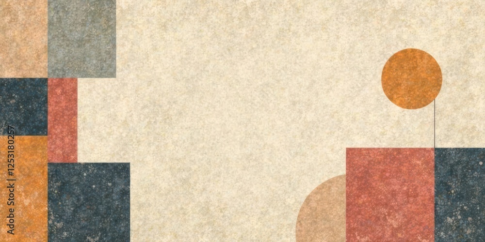 Poster abstract geometric composition featuring earthy tones and textured background