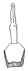 black and white vector hand sketch of a key