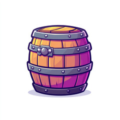 A vibrant and colorful cartoon-style wooden barrel, perfect for creative projects, game design, or illustrating rustic themes in art and design