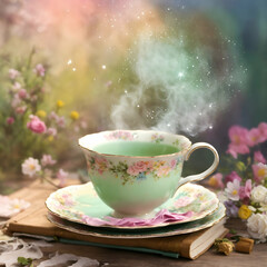 Fototapeta premium cup of tea with flowers