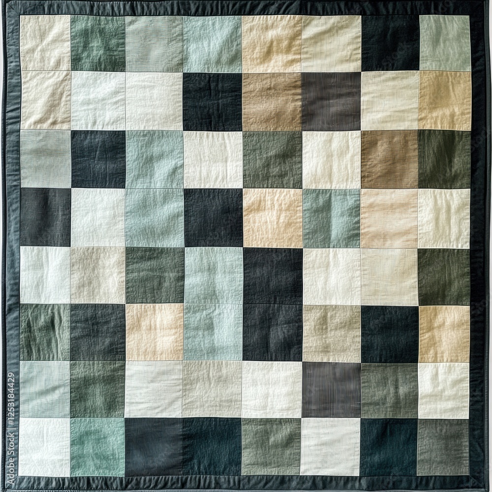 Aufkleber modern quilt design featuring geometric patterns in muted tones creating a cozy ambiance for interio