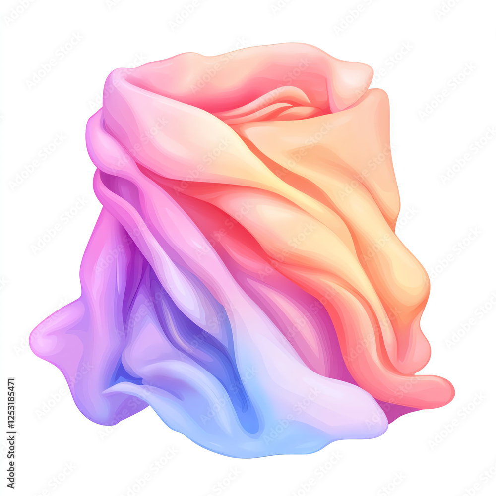 Poster a beautifully rendered abstract fabric drape, featuring a gradient of pastel colors. this artistic i