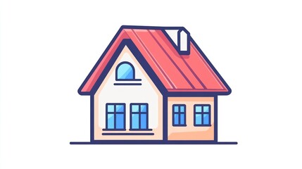 Cartoon House Illustration, Simple Home, Flat Design,  Residential Property,  Real Estate,  Vector Image,  Exterior View