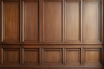 Elegant wooden paneling with rich finish, showcasing detailed craftsmanship and classic design. This wall feature adds warmth and sophistication to any interior space