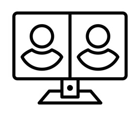 Video chat icon with two profiles. Editable stroke.