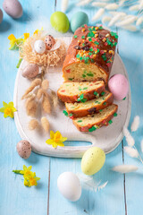 Traditional Fruitcake for Easter with cranberry and orange.