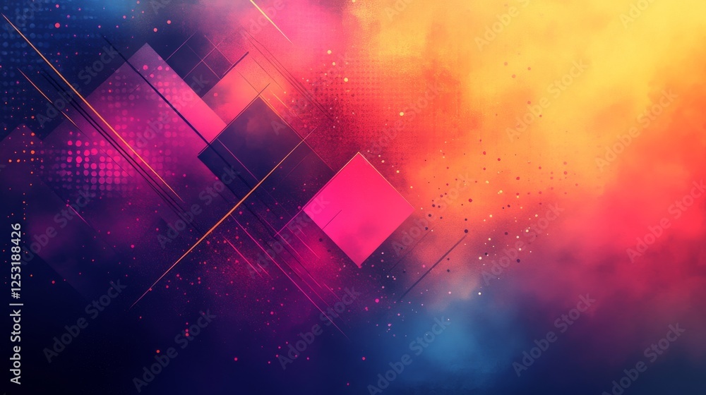 Poster prismatic geometry, an abstract exploration of color and form