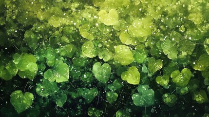 Vibrant Green Leaves Watercolor Painting