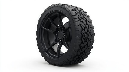Fototapeta premium New car tires isolated against a white background